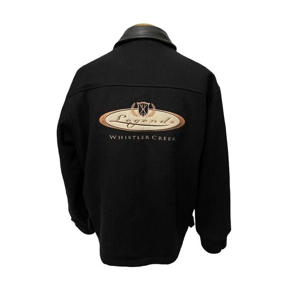 BISHOP Men's Bomber Jacket Canadian Wool Leather Trim Whistler Creek Size Large - Picture 7 of 9